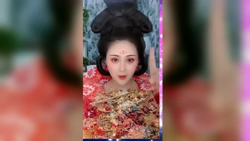 美过新娘系列，挑战戴一百个发簪，脖子细的看