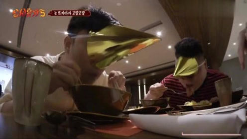 《新西游记5》姜虎东戴高帽吃早餐的样子，太搞