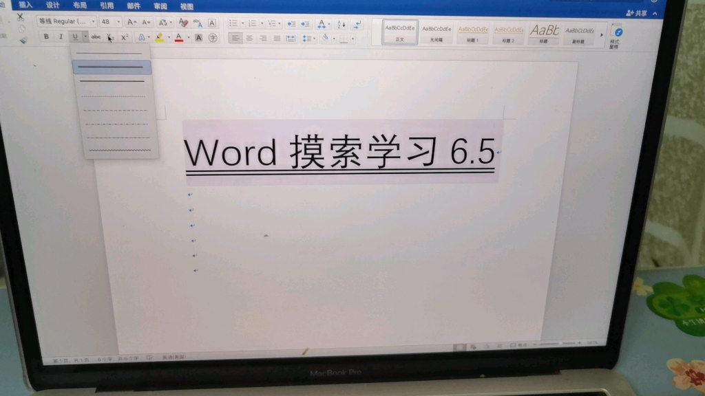 自己动手做（实践记录）：word学习到了加双线或