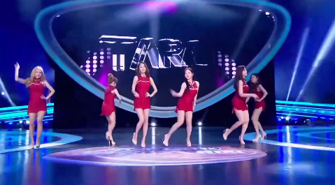 韩国女团T-ara《Roly Poly》红色紧身连体裙现场版！