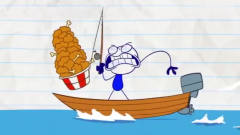 搞笑铅笔动画：小笨蛋为了钓心仪的美人鱼，投