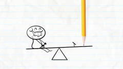 搞笑铅笔动画，好玩的跷跷板让铅笔人和他的小